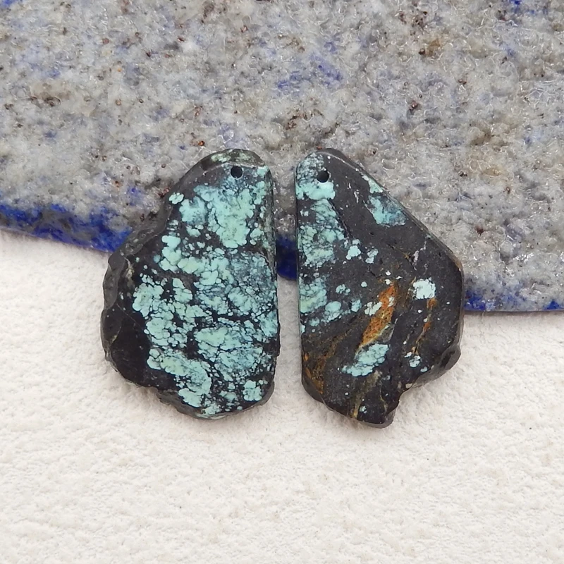 Natural Stone Nugget Turquoise Gemstone Earrings DIY Jewelry Making Women Earring Bead Accessories 25x15x3mm 3g