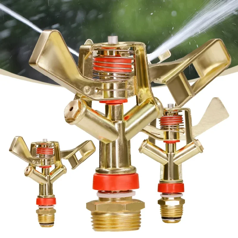 

1/2 3/4'' Male Thread Metal Pulsating Sprinkler Zinc Alloy 360° Rocker Arm Water Spray Nozzle for Greenhouse Garden Irrigation