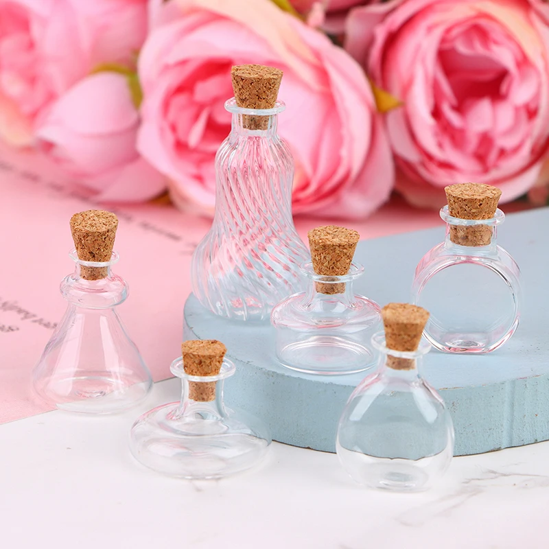 1:12 Dollhouse Mini Vase Glass Bottle Wishing Bottle Storage Bottle With Cork Vase Candy Jar Model Doll House Life Scene Decor