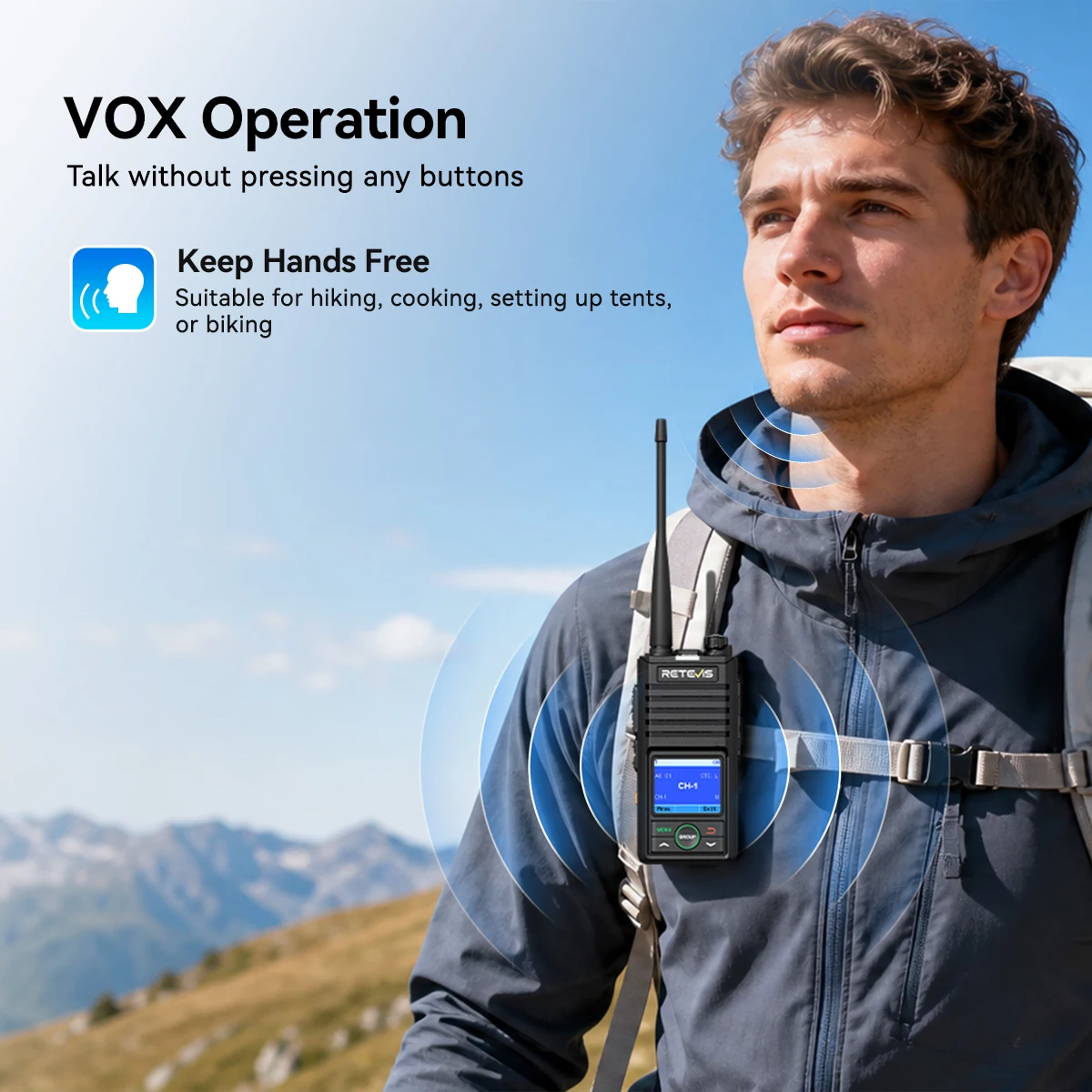 RETEVIS RB658P PMR-Funkgerät mit App- und PC-Programmierung, 10 m Bluetooth-Verbindung, lizenzfreies Funkgerät für Camping und Survival – Detail 8
