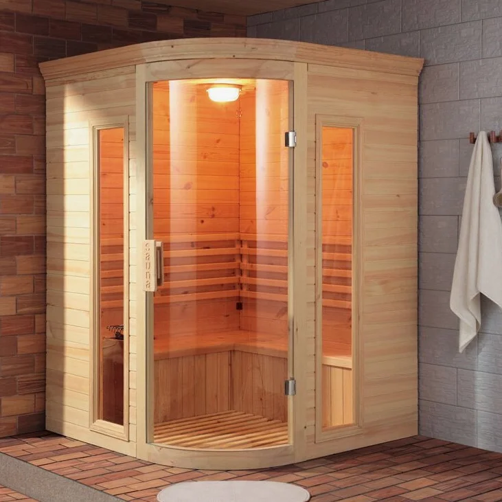 Modern Design 2-4 Person Luxury Indoor Steam Sauna Factory Price Traditional Sauna Room Solid Wood Construction for Villas