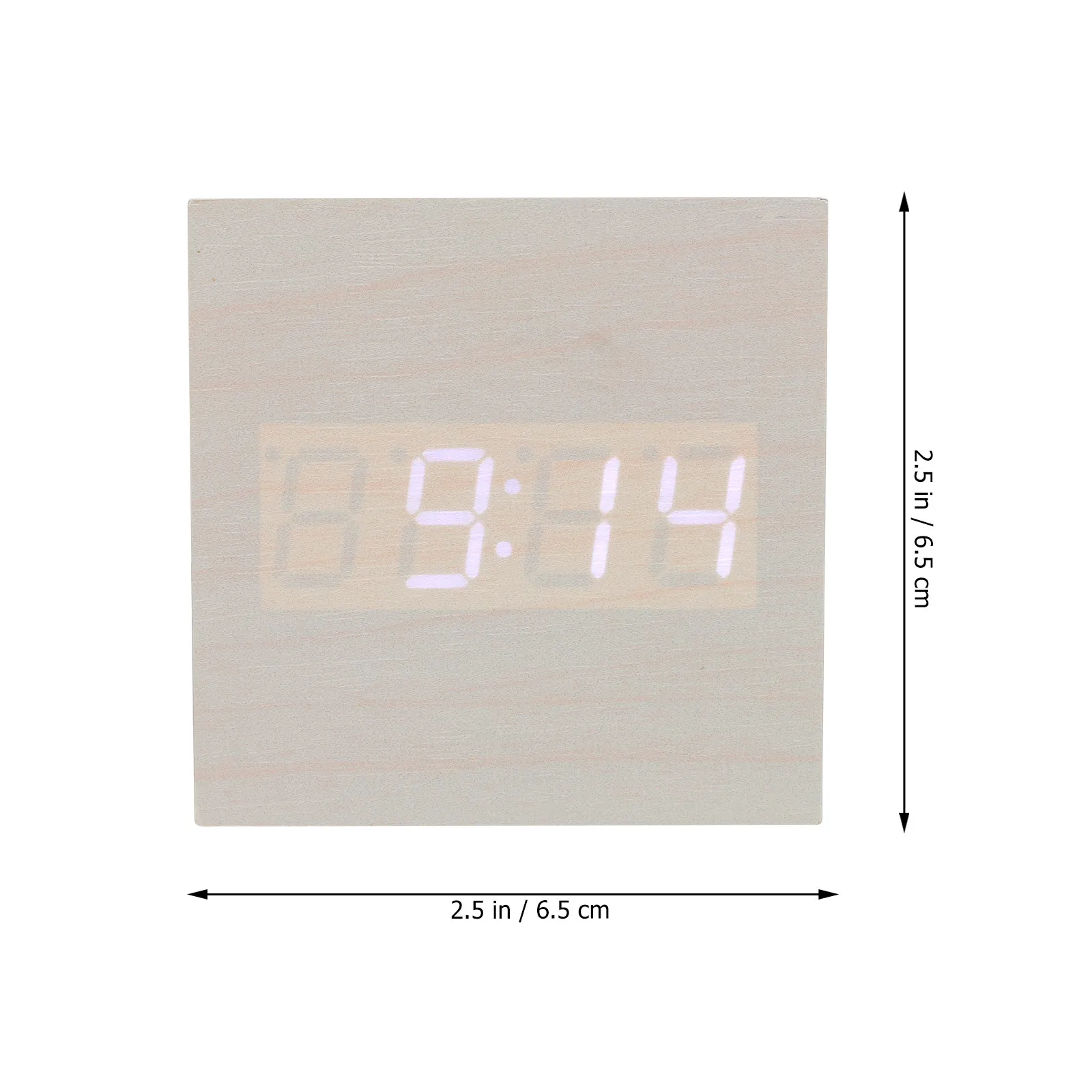 1Pcs Wooden LED Alarm Clock Square Digital Bedside Clock Temperature Display Adjustable Brightness Eye Protection