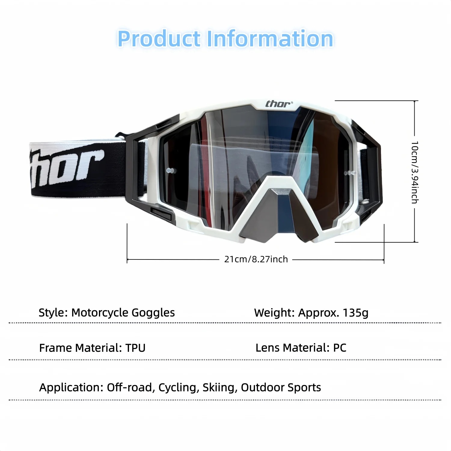 MX ATV Off-Road Motorcycle Goggles HD UV400 Anti-Impact Wind Dust Proof Helmet Friendly Eyewear for Skiing Riding Outdoor Sports