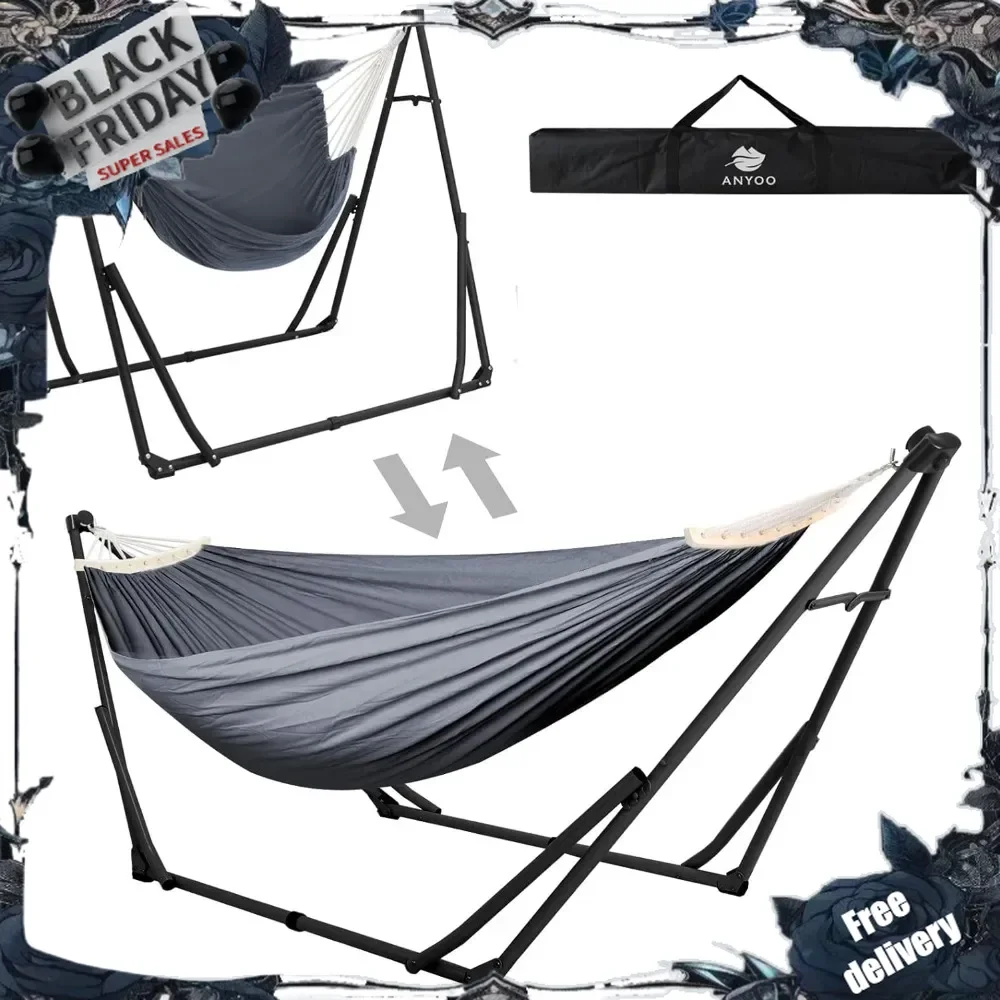 2 in 1 Hammock and Swinging Chair with Collapsible Steel Stand & Carrying Case,Portable & Adjustable