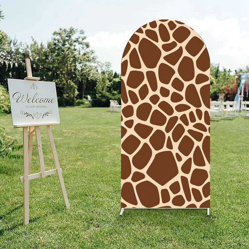 Mochicka Wild One Arch Fondale Cover Animali Texture Leopardo Giraffa Zebra Modello Jungle Safari Foglie Compleanno Baby Shower