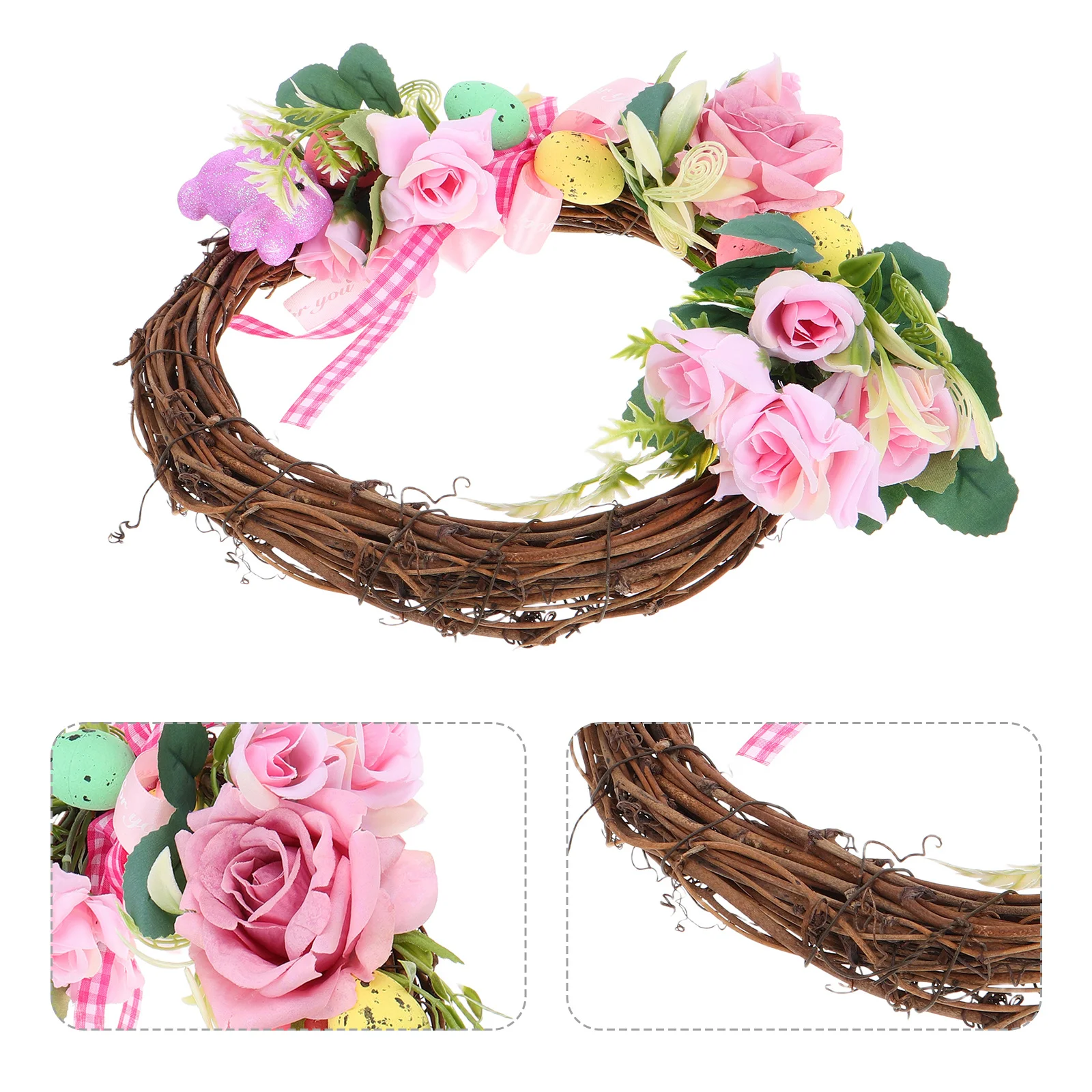 

Spring Easter Wreath Front Door Artificial Decoration Realistic Simulation Eggs Floral Garland Simulation Eggs Wreath