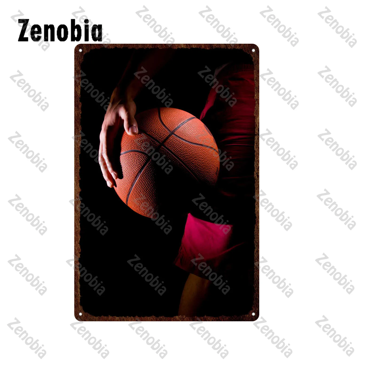 Basketball Metal Plate Burning Basketball Shoot A Basket Sport Metal Sign Tin Sign Wall Stickers for Boy's Room Home Wall Decor