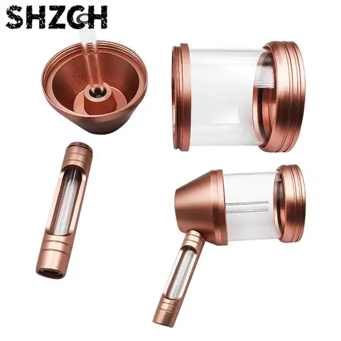 New Smoking Pipe Kit Aluminum Alloy&Glass Dry Burning Grass Herb Tobacco Pipes Hookah Set Portable Shisha Smoke Pipa for Gifts