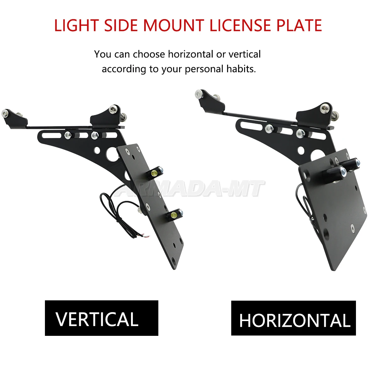 For Harley Sportster Iron 883 XL883 XL 1200 Forty-Eighty Motorcycle Tail LED Light Side Mount License Plate Holder Bracket