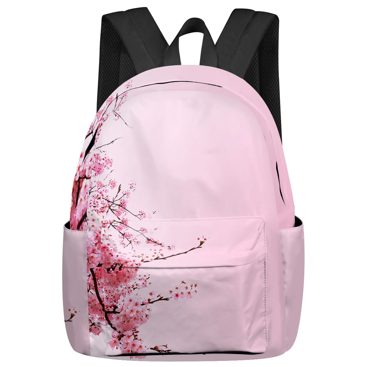 

Pink Cherry Blossom Gradient Student School Bags Laptop Custom Backpack For Men Women Female Travel Mochila