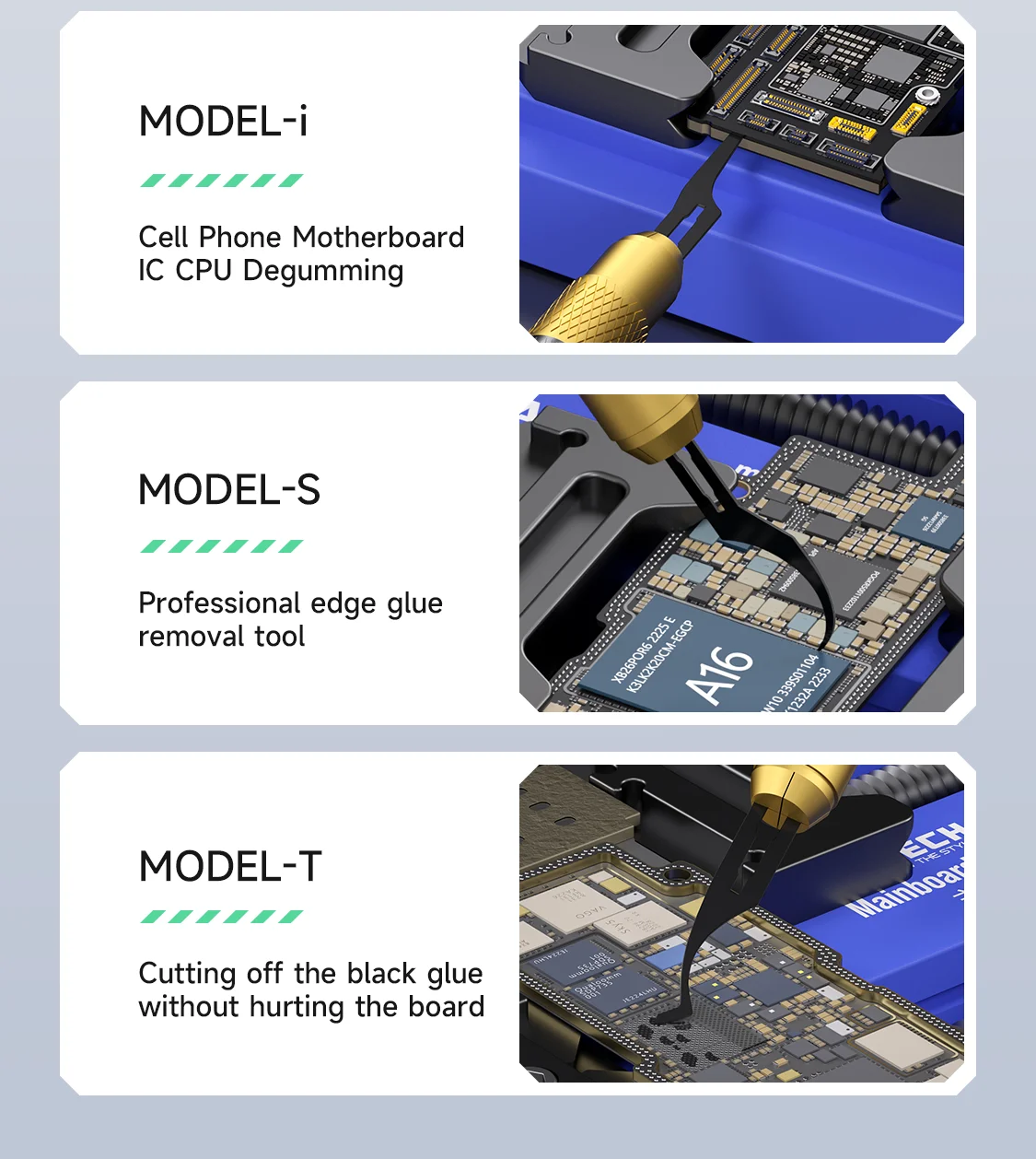 Set Pisau Rework Assassin 5 Mekanik 5PCS Baja Tahan Karat 301 Poles Tangan untuk Perbaikan PCB Motherboard Ponsel