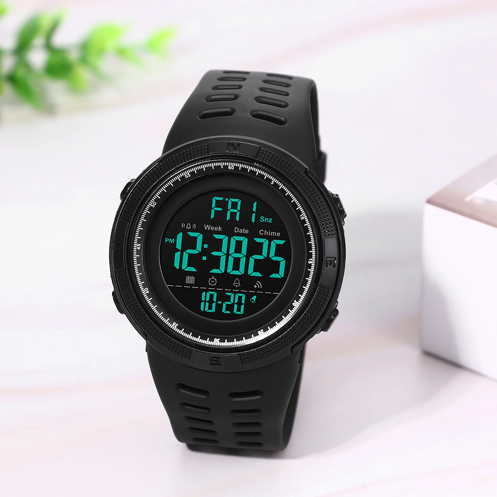 

Men's Multi-Functional watch Outdoor Sports Digital Shockproof Durable PC Case Silicone Strap Calendar Weekday Alarm Stopwatch