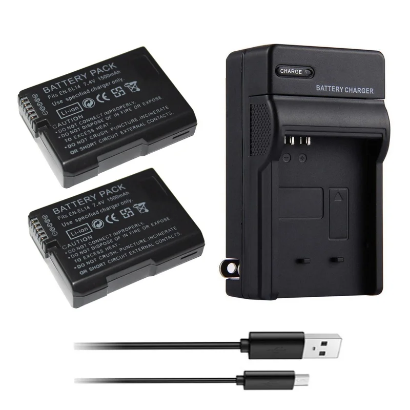 1500mAh EN-EL14 EN EL14 EL14A Rechargeable Li-ion Battery For Nikon COOLPIX P7000 D3100 D3300 D5100 D5200 D5300 D5500 D5600