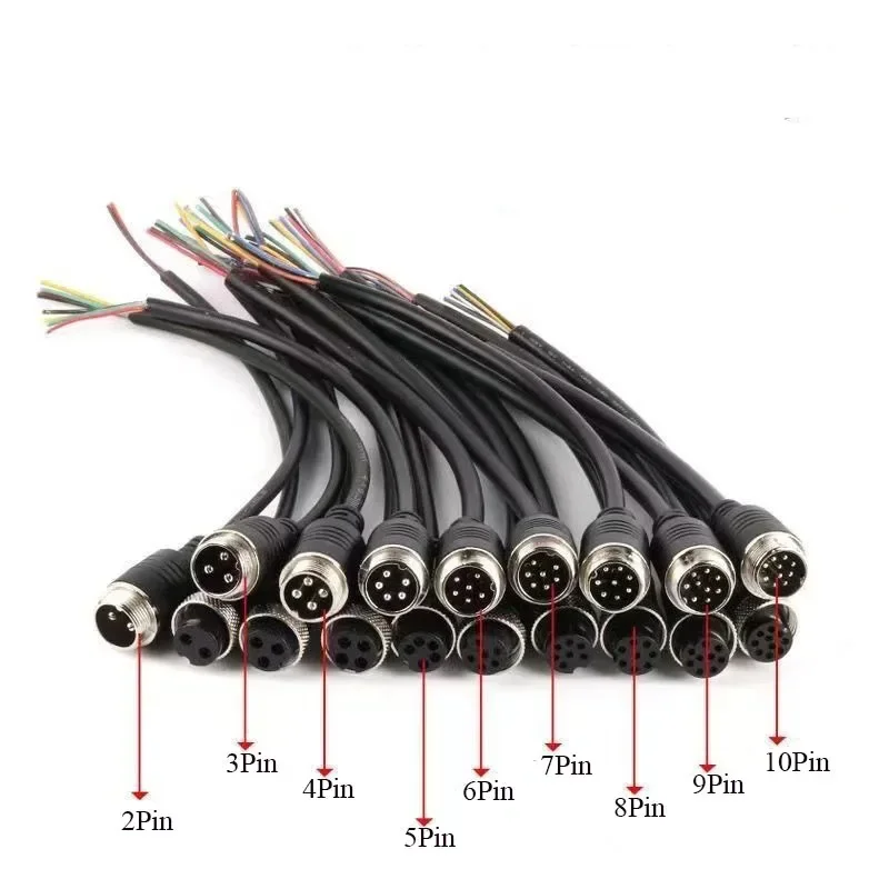 Waterproof GX12 2 3 4 Pin Male Female Extension Line IP67 Cable Connector Industrial Grade Outdoor GX12 Aviatioin Plug with Wire