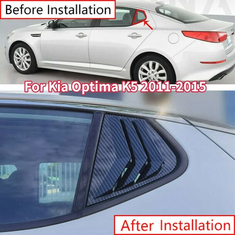 2PCS For KIA Optima K5 2011-2015 Car Rear Window Quarter Louver Cover Side Vent Shutter Trim Scoop ABS Accessories 2