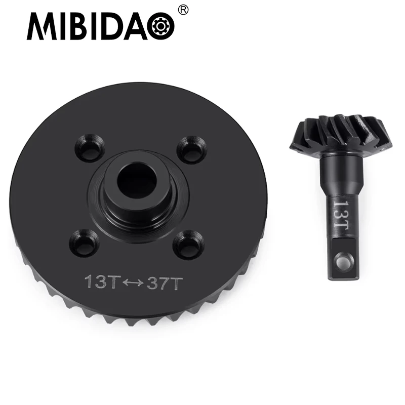 MIBIDAO Metal Front Rear Diff Gear / Helical Bevel Axle Gears Set For 1/8 RC Crawler Car Maxx Slash 4X4 Upgrade Parts