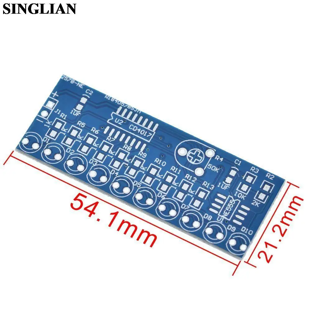 Kits electrónicos inteligentes NE555 + CD4017, módulo de luz LED que fluye el agua, Kit DIY
