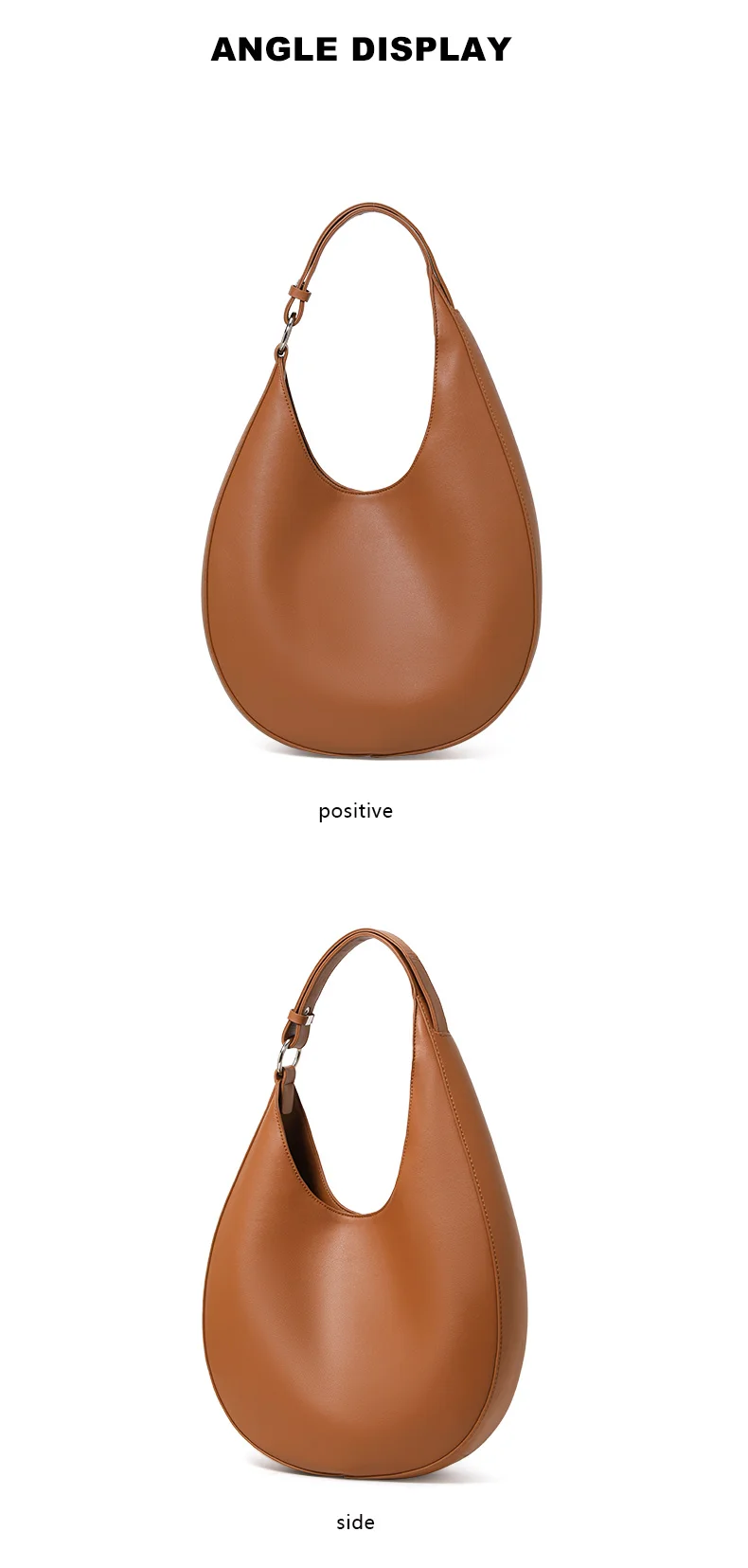 AIDRANI Damen Echtleder Rindsleder Unregelmäßige Halbmond-Umhängetasche Einzel-Schulter Achseldesign Halbkreis-Handtasche – Detail 8