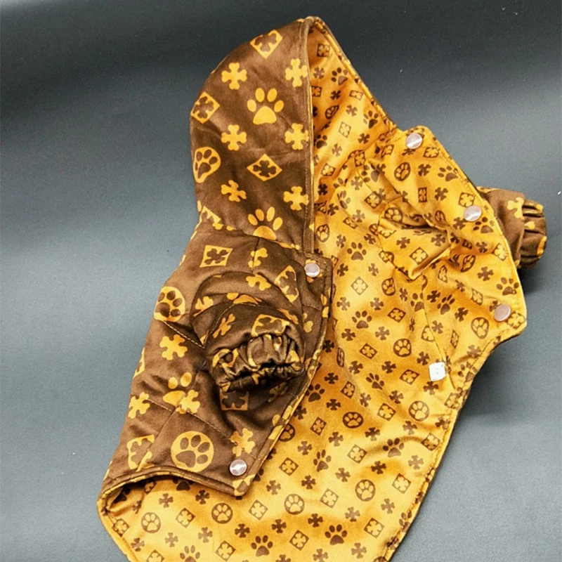 الشتاء ملابس الحيوانات الأليفة الملابس القطنية الدافئة للكلاب الصغيرة المتوسطة الدهون الكلاب معاطف الكلب باو يطبع على الوجهين يمكن ارتداؤها سترات الحيوانات الأليفة