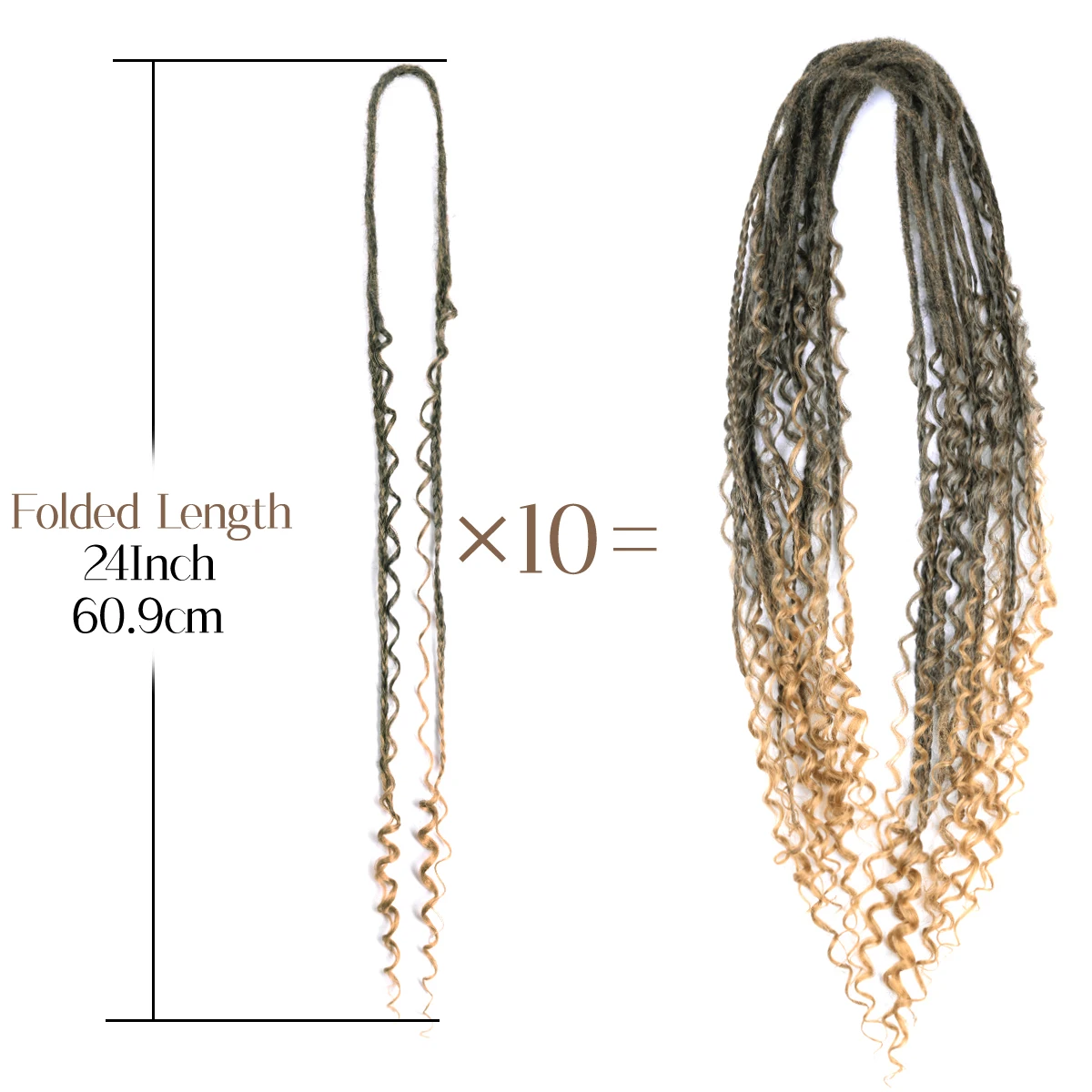 24inch Synthetic Double Ended Dreadlock Handmade Boho Braids Hair Crochet For Rock Roll Hippie Style Hair Extensions For Women