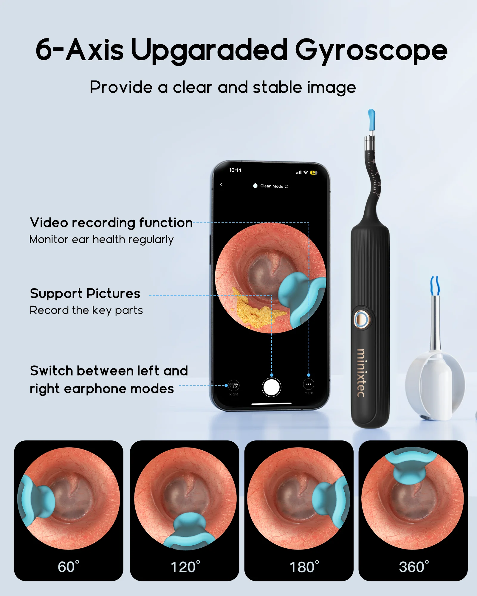 Ear Wax Removal Tool Camera Ear Cleaner Kit- HD Wireless Flexible Otoscope, Pain-Free Ear Tweezer