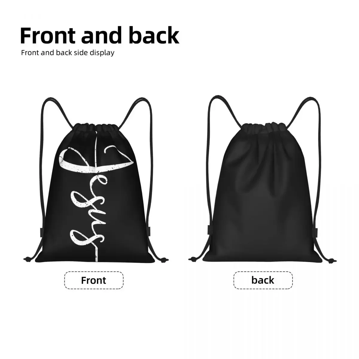 Christ On The Cross God Drawstring Bags Women Men Foldable Gym Sports Sackpack Christian Training Backpacks