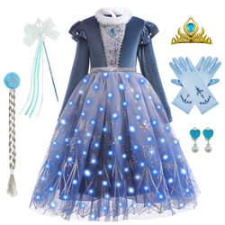 Elsa Costume Role Play Princess Dress Girls Long Sleeved Carnival Birthday Christmas Outfits Kids Cosplay Snow Queen Apparel