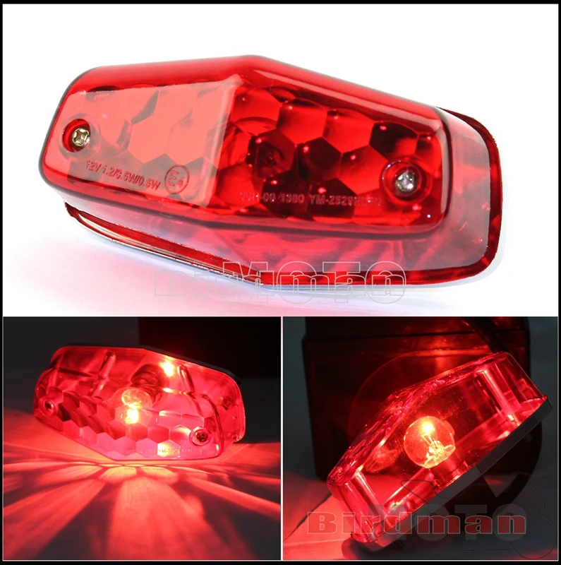 E4 Emark Motorcycle Lucas Style Tail Light Rear LED/Bulb Brake Stop Lamp Taillight Universal For Honda Yamaha Suzuki Harley BMW