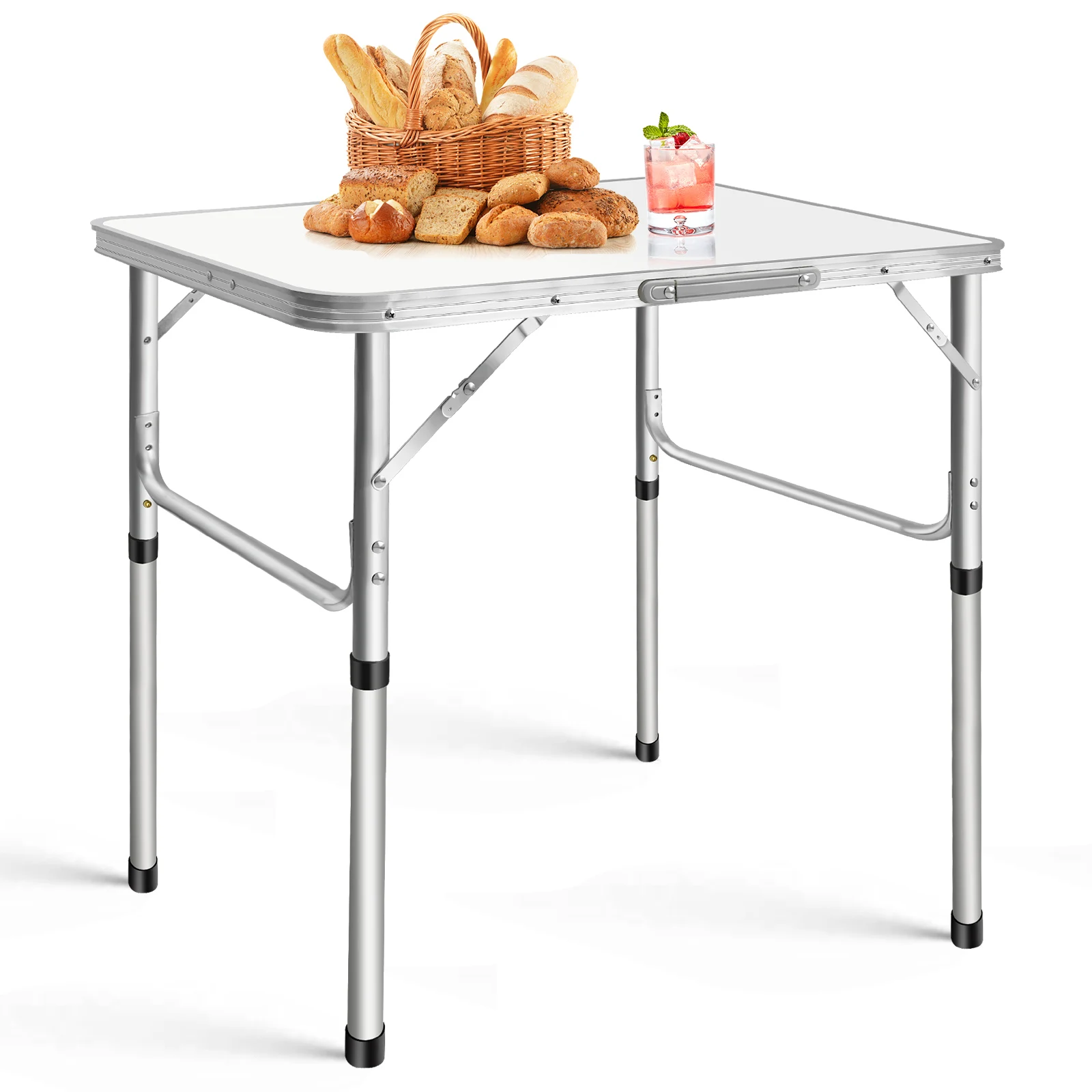 Mesa plegable portátil ajustable de aleación de aluminio de 75CM, mesa de 2,5 pies para tareas, mesa compacta y práctica para acampar, jardín, fiesta, barbacoa