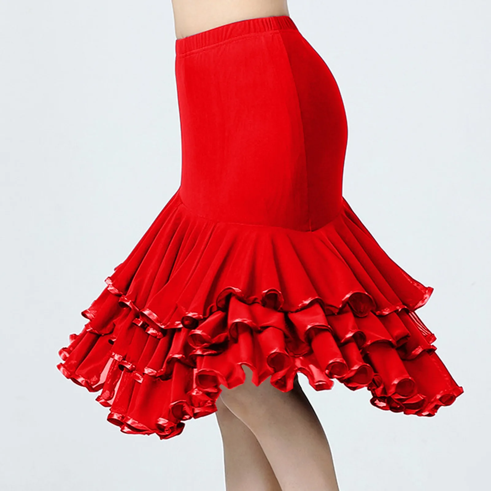 Womens Mesh Irregular Hem Dance Skirt