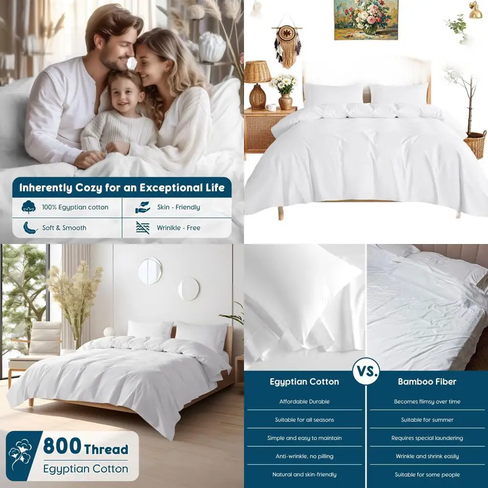 

Luxury 800TC Egyptian Cotton Sheets, Queen Size, 5-Star Hotel Quality, Cooling & Soft, Deep Pocket Fit