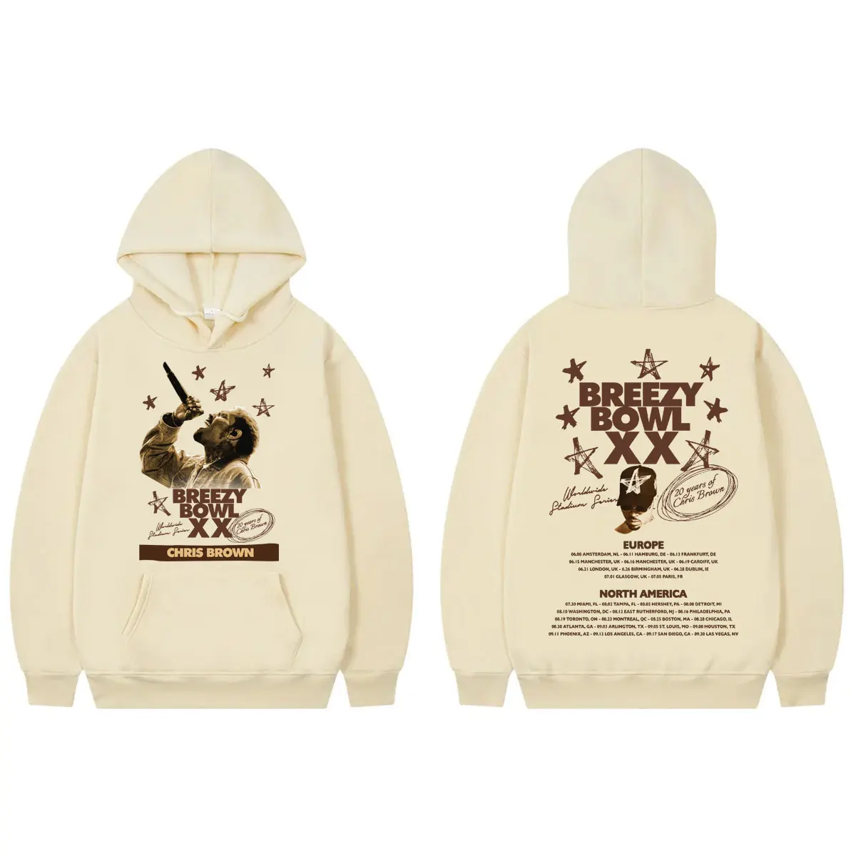 

Chris Brown Breezy Bowl XX Tour 2025 Graphic Hoodie Men Women Clothing Fashion Hip Hop Sweatshirts High Quality Fleece Pullovers