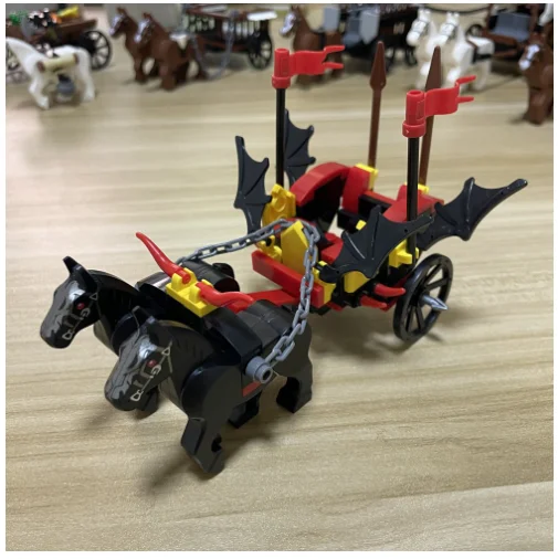 MOC Medieval Military Chariot Vehicle Building Block Figure Soldier General Weapon Sword Shield Steed Accessories Toys Gifts