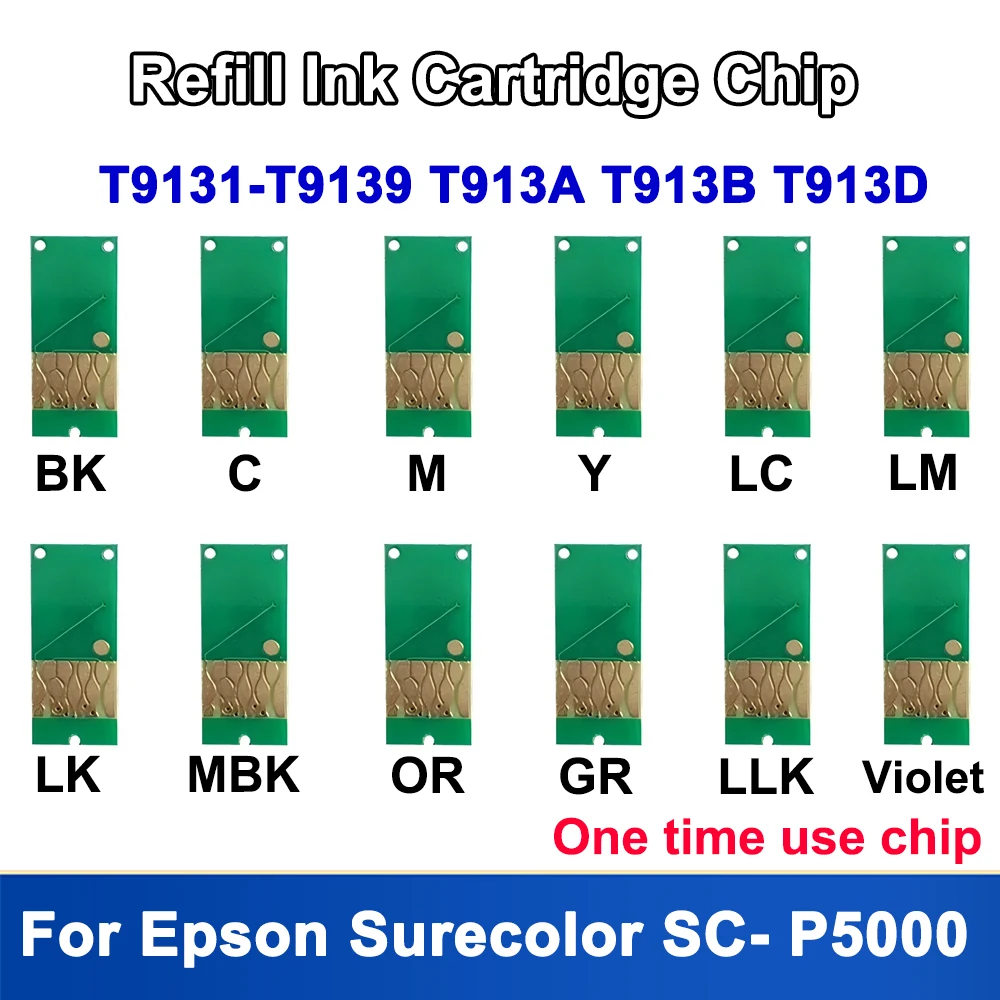 12colors T913 T9131-T9139 T913A T913B T913D disposable Ink Cartridge Chip for Epson SureColor P5000 SC-P5000 One time use Chip