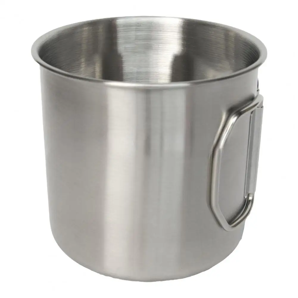 Foldable Handle Water Cup Reusable Stainless Steel Cup Stainless Steel Camping Cup with Foldable Handle for Outdoor for Tea