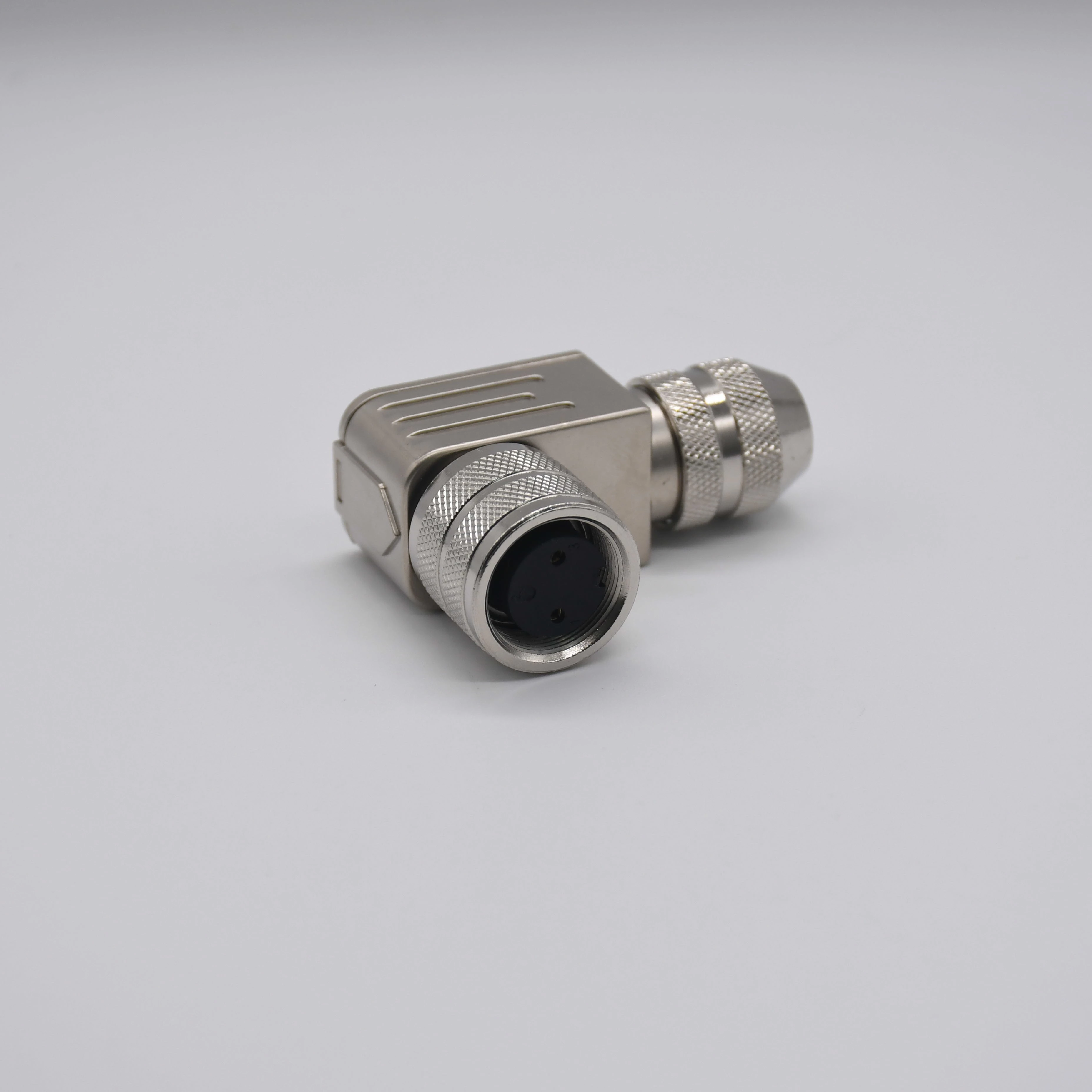 M16 2P Female Cable Mount A-coded DC connector Right Angle Copper Shell Industrial Plug