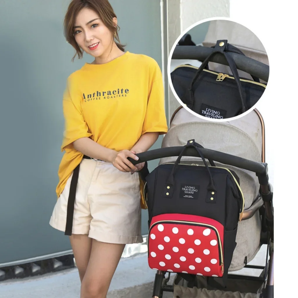Disney Mickey Mouse Backpack Cartoon Pattern Mum Large Capacity Outing Bag Mother Baby Bag Shoulder Bag Parent Travel Bag