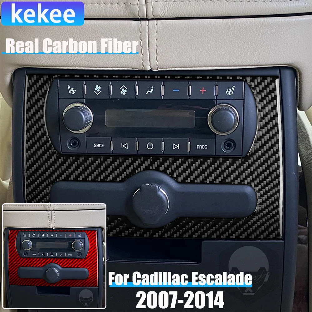 

Real Carbon Fiber Car Accessories Rear Center Control Decorative Cover Soft Sticker For Cadillac Escalade EXT ESV 2007-2014