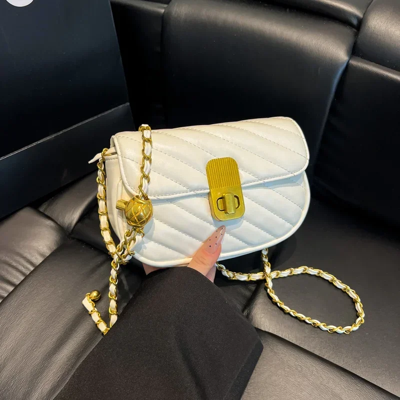 

Chic Leather Shoulder Bag Women's Crossbody Handbag Luxury Brand Tote Purse Ladies Fashionable Evening Bag with Gold Hardware
