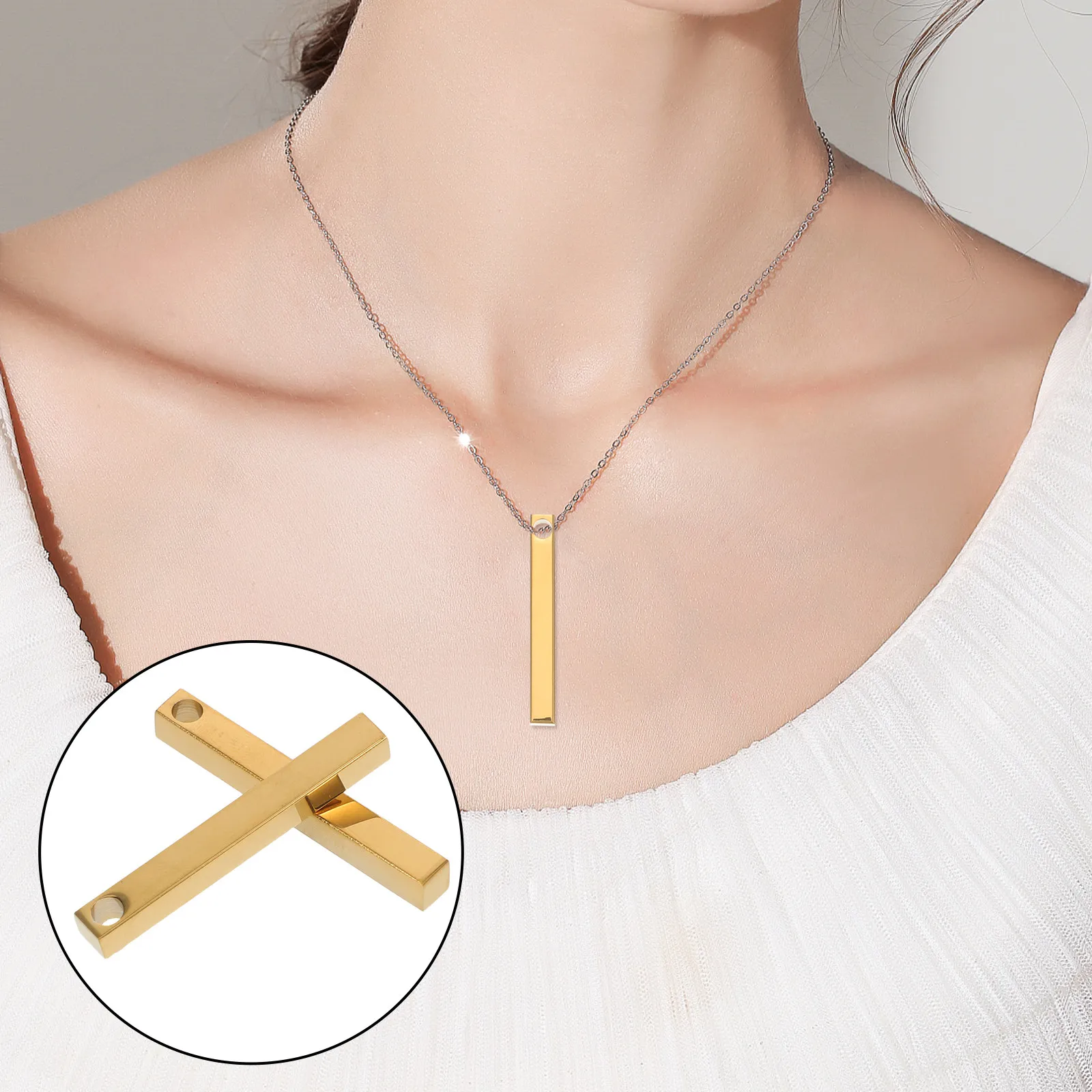 

10Pcs Keychain Pendant Stainless Steel Engraving Bars Rectangle Stamping Blanks for Bracelet Necklace Making Name Tags