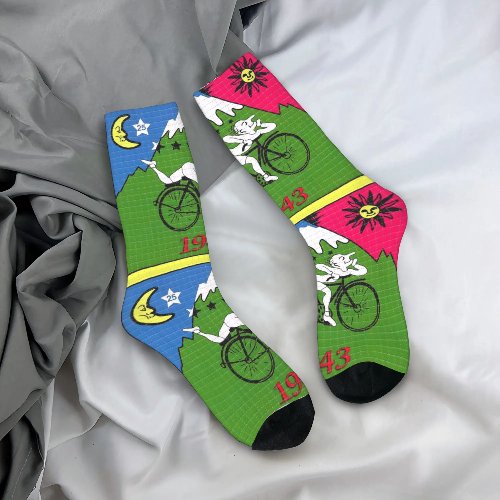 

Custom Novelty Mens Albert Hoffman LSD Bicycle Day Dress Socks Unisex Breathbale Warm 3D Printing Acid Blotter Party Crew Socks