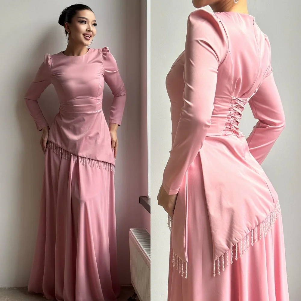 

Customized High Quality Exquisite Beading Straight Scoop Neck Long Dresses Bespoke Occasion Dresses Modern Style Intricate