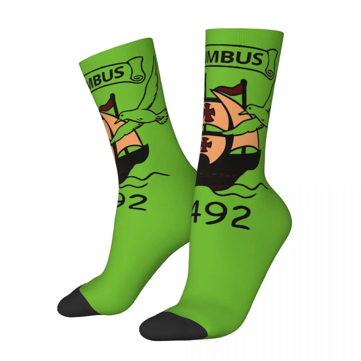 Hip Hop Retro Columbus 1492 Classic Men's Socks Unisex Columbus Day Harajuku Seamless Printed Novelty Crew Sock official-website