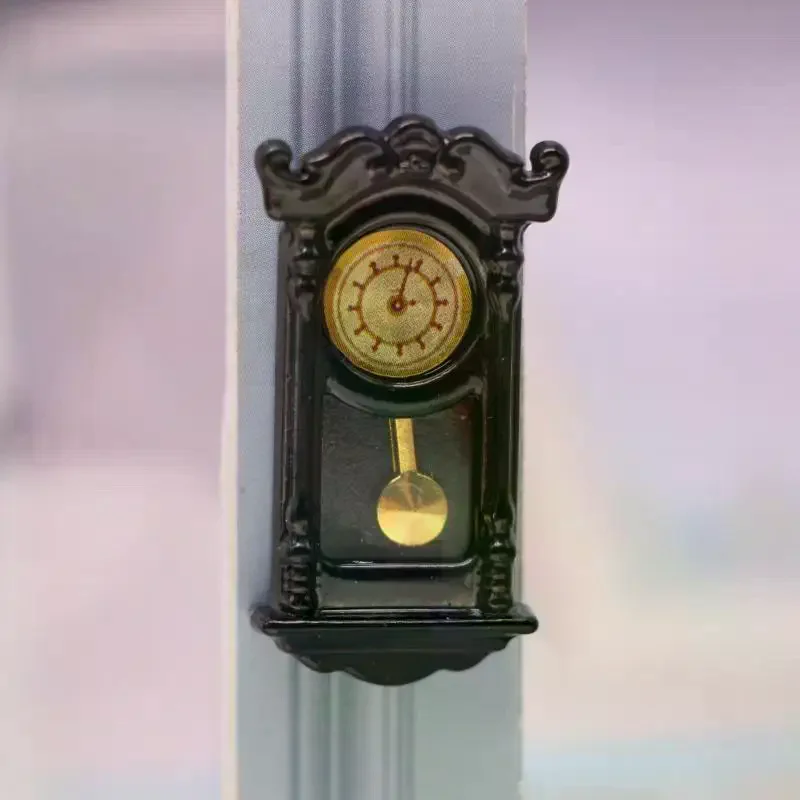 1/12 Dollhouse Vintage Simulation Wall Clock Model Doll Home Clock Living Room Decor Toy Dolls House Micro Scene Accessories