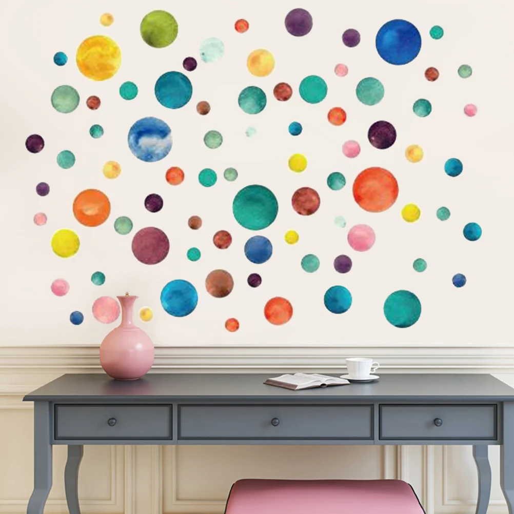 

1pc Colorful Polka Dots Wall Sticker Waterproof Removable Pvc Decal For Room Home Decor Smooth Surface Wall Decals Home