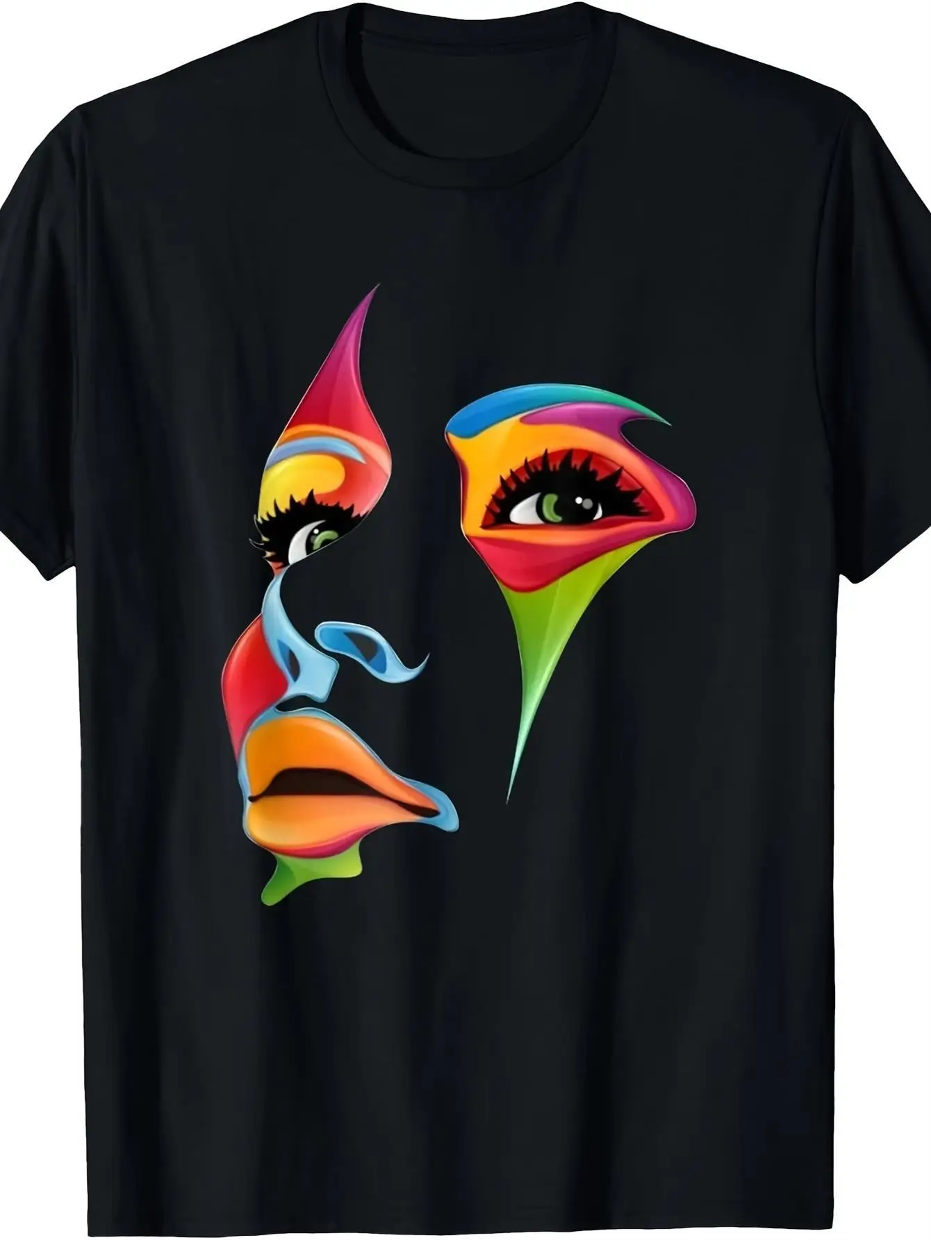 

Футболка с абстрактным цветным рисунком лица 180 г