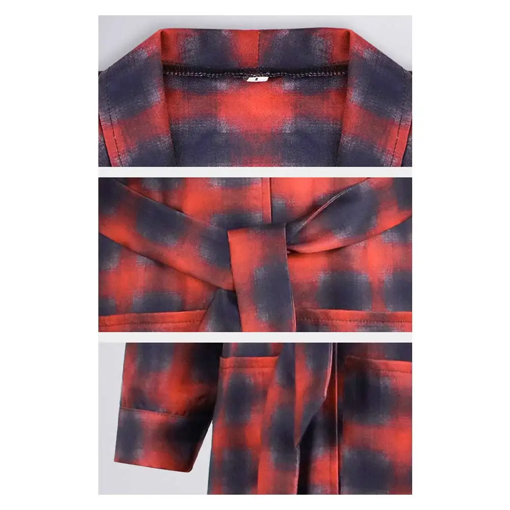 Fancy Dress One Battle After Another BOB Cosplay For Men Red Plaid Coat 2025 Movie Costume Halloween Adult Man Party Outfits view 6