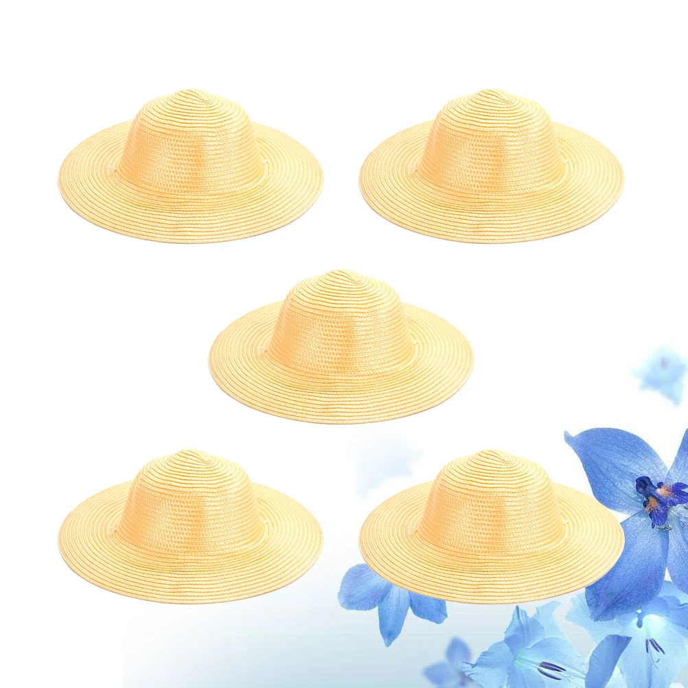 어린이를위한 5 Pcs 드로잉 밀짚 모자 그림 모자 Diy 해변 낙서 여름 나만의 나무