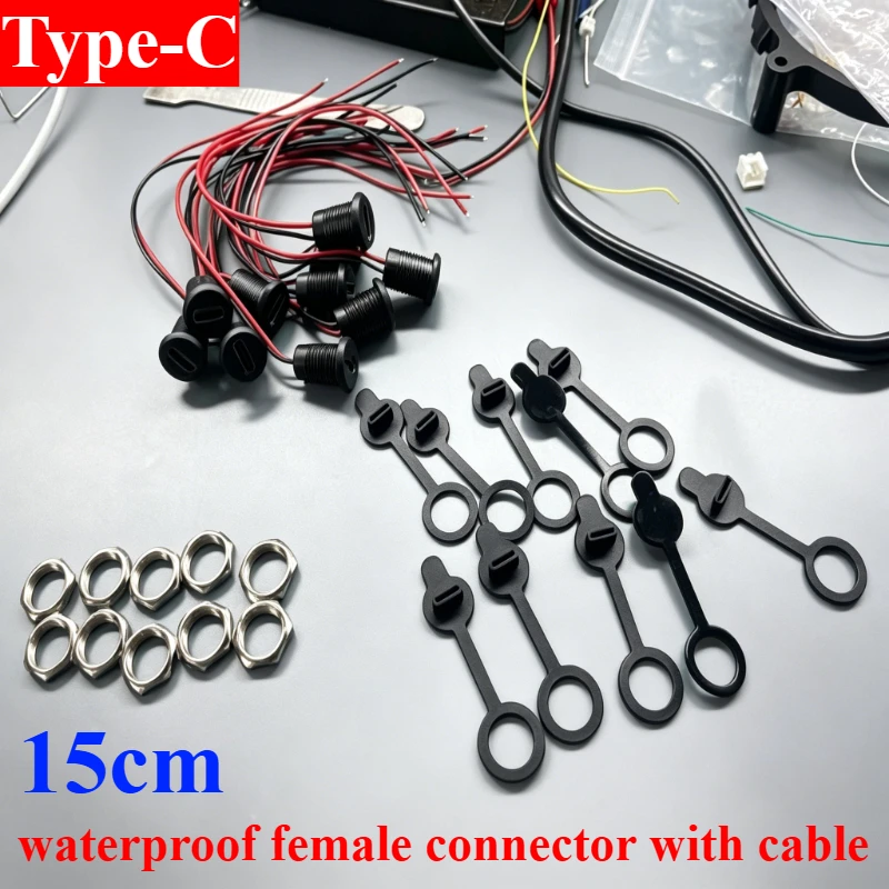 Female Type-C Waterproof Connector DIY Repair Data Electric Charging Port Buckle Lock Plate USB C Wire Bonding Glue Injection