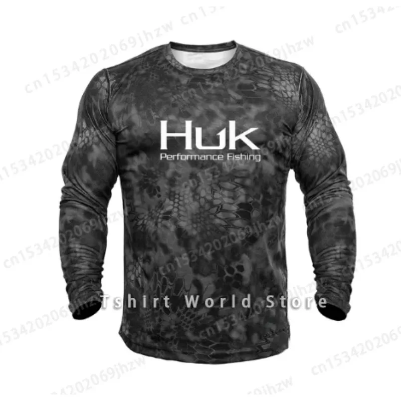 

Рубашка для рыбалки HUK UPF 50+, футболка с длинным рукавом, мужская одежда для фитнеса и шлейфа, солнцезащитная одежда, дышащий трикотаж, Camisa De Pesca